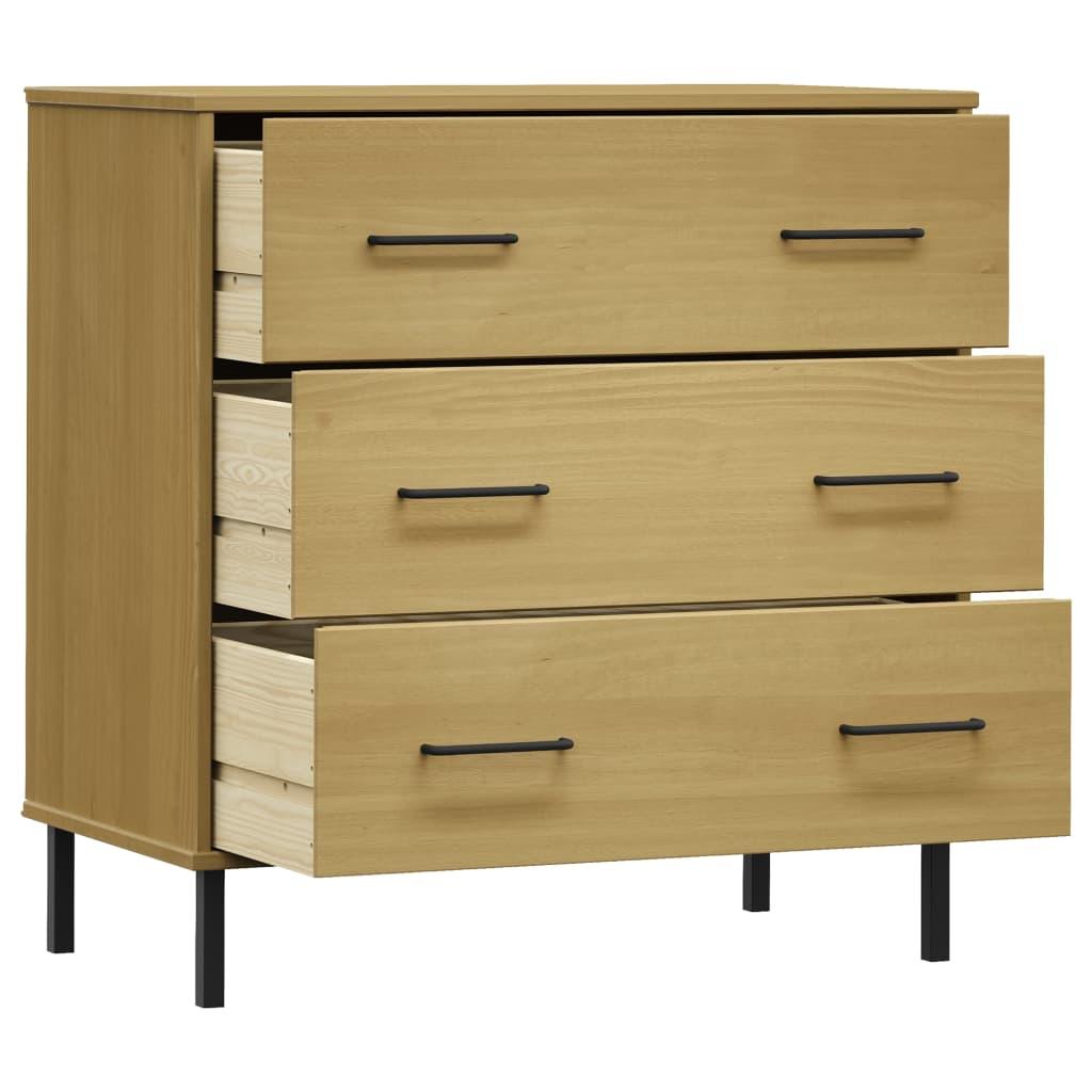 Skænk med 3 skuffer OSLO 77x40x79,5 cm massivt træ brun
