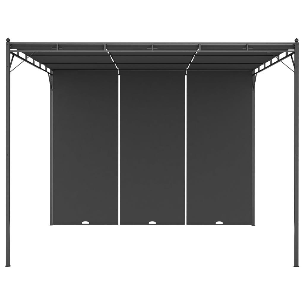 Havepavillon med gardin 3x3x2,25m antracitgrå