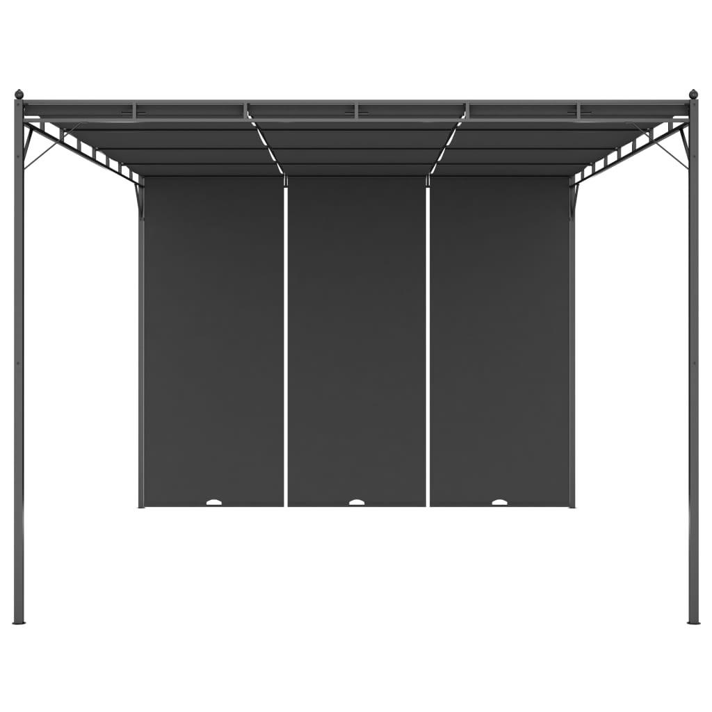 Havepavillon med gardin 4x3x2,25 m antracitgrå