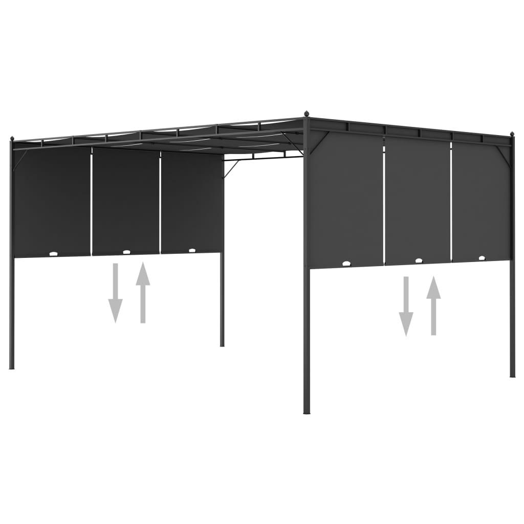 Havepavillon med gardin 4x3x2,25 m antracitgrå