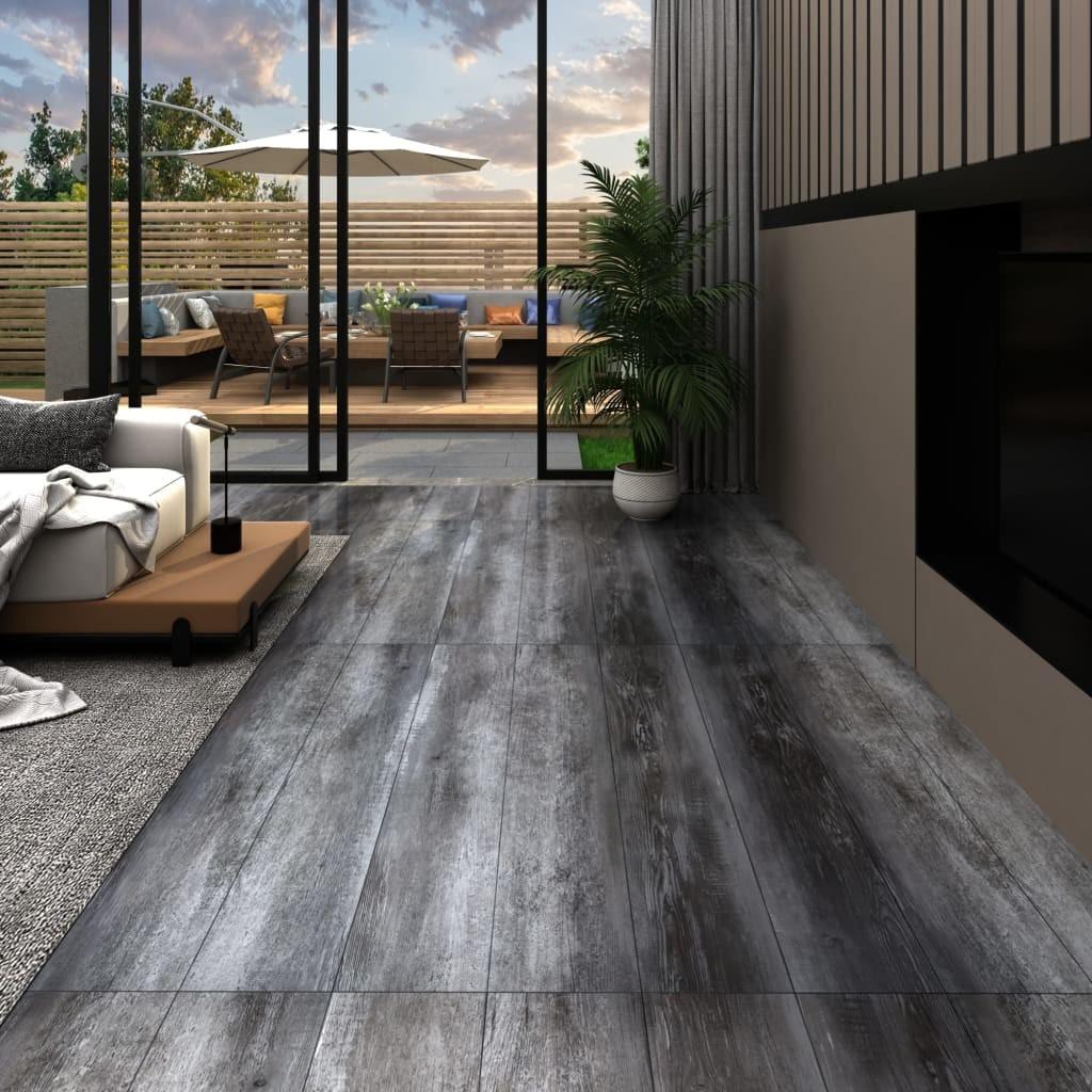 Selvklæbende gulvbrædder 5,02 m² 2 mm PVC skinnende grå