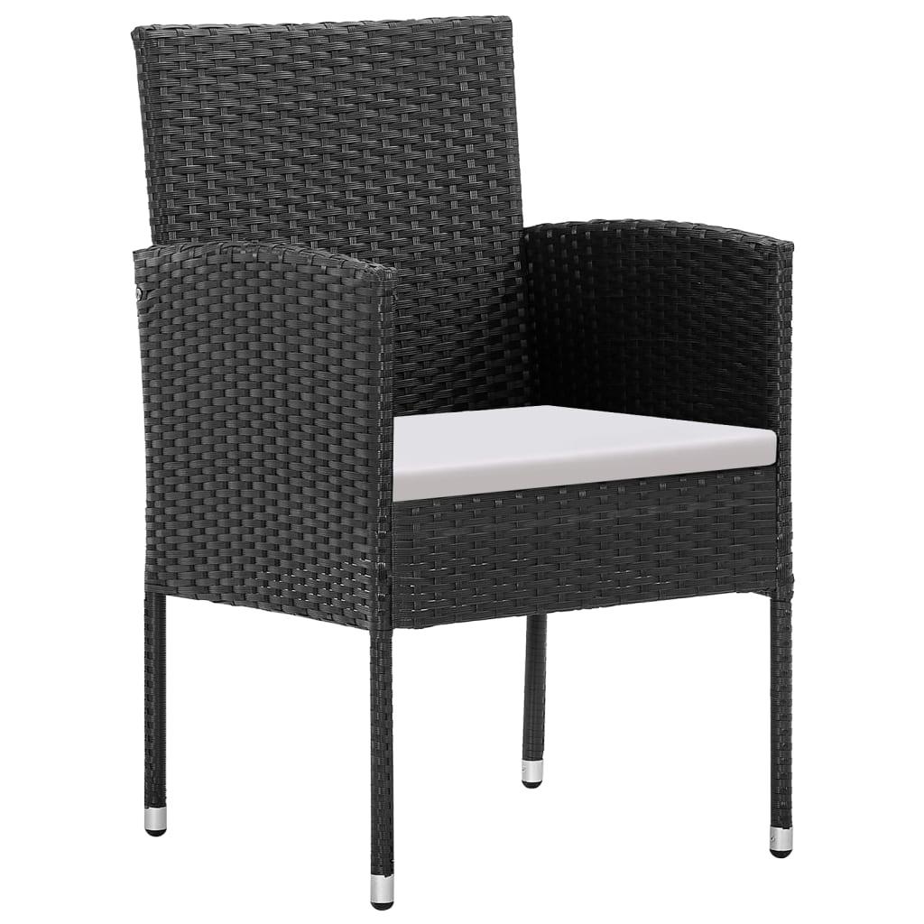 Spisebordssæt til haven 7 dele med hynder polyrattan sort