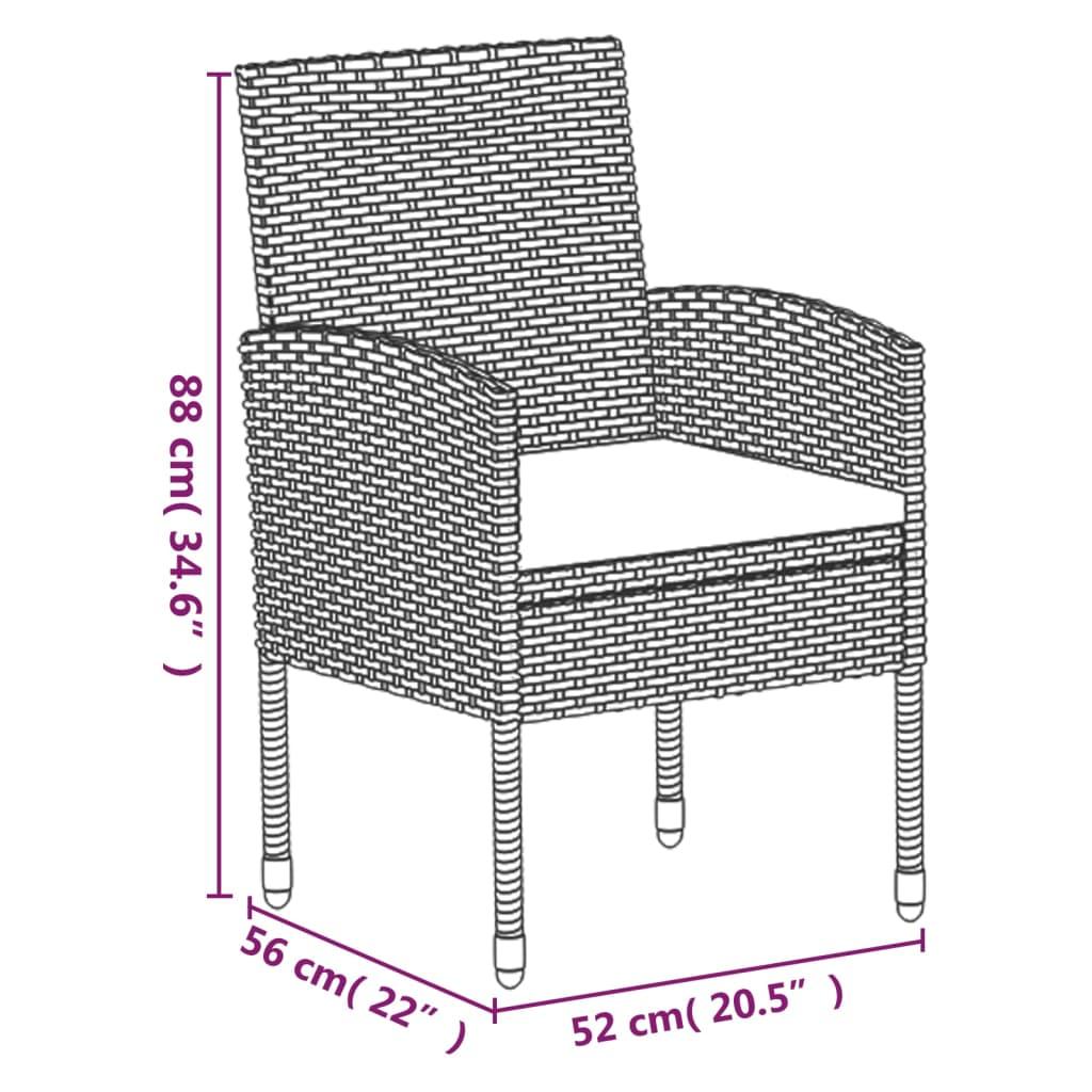 Spisebordssæt til haven 7 dele med hynder polyrattan sort
