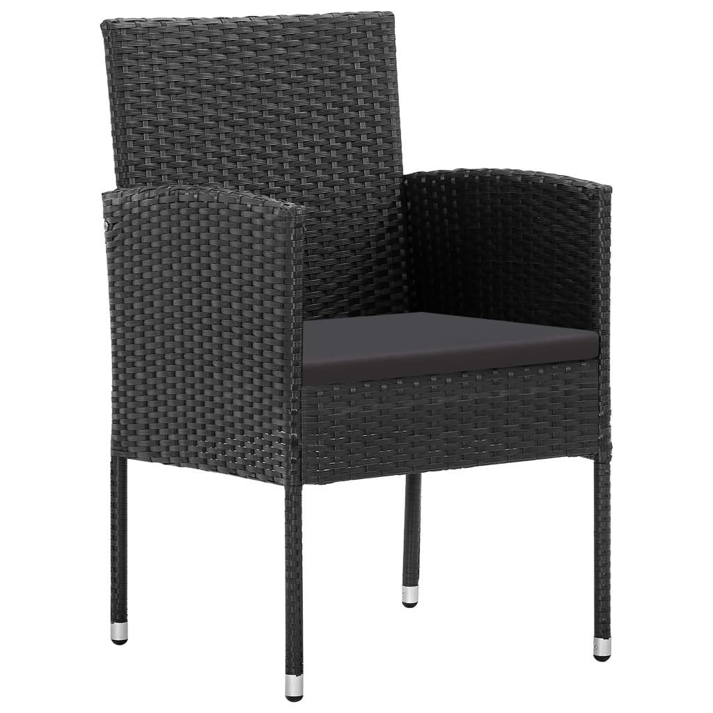 Spisebordssæt til haven 7 dele med hynder polyrattan sort