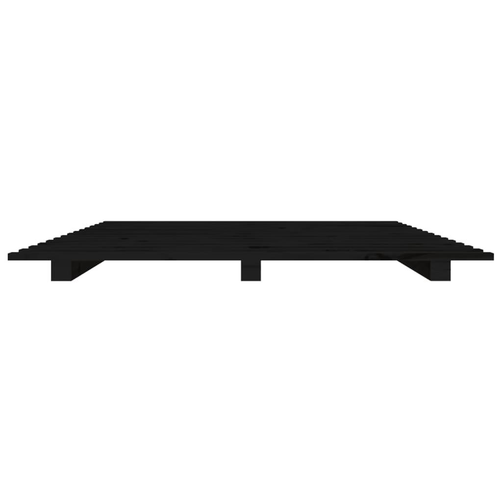 Sengeramme 150x200 cm massivt fyrretræ sort