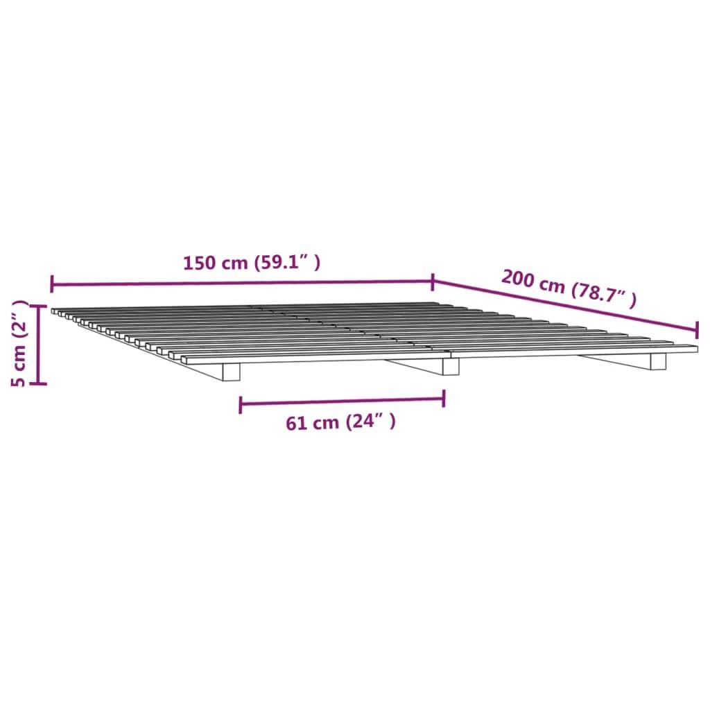 Sengeramme 150x200 cm massivt fyrretræ sort