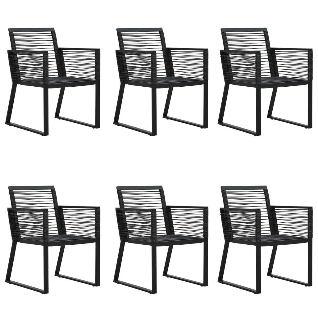Spisebordssæt til haven 7 dele PVC-rattan sort