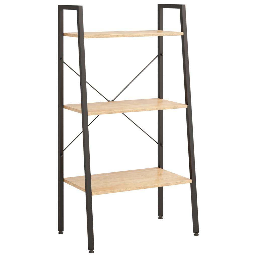 Stigereol med 3 hylder 56x35x108 cm lysebrun og sort