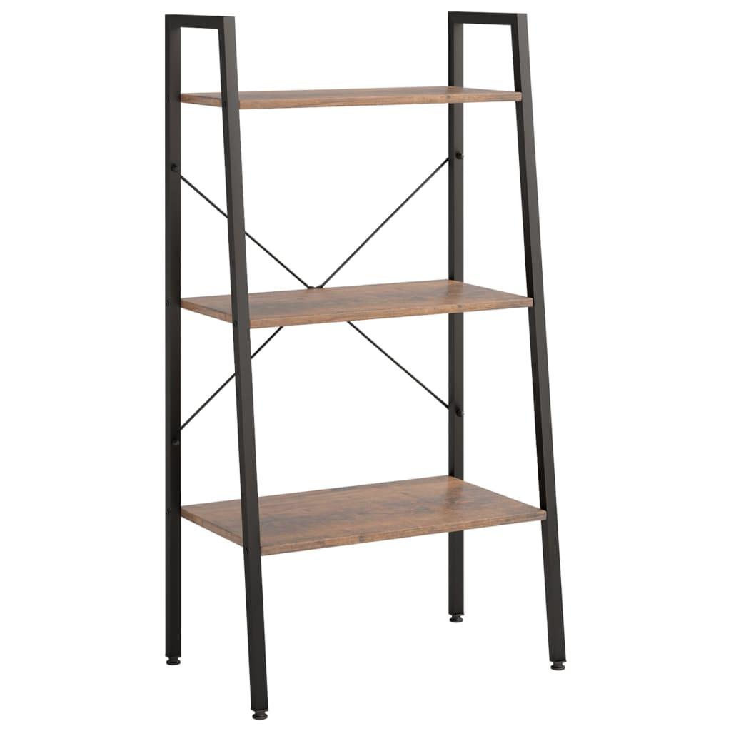 Stigereol med 3 hylder 56x35x108 cm mørkebrun og sort