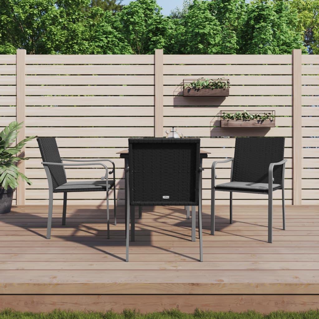 Spisebordssæt til haven 5 dele med hynder polyrattan og stål
