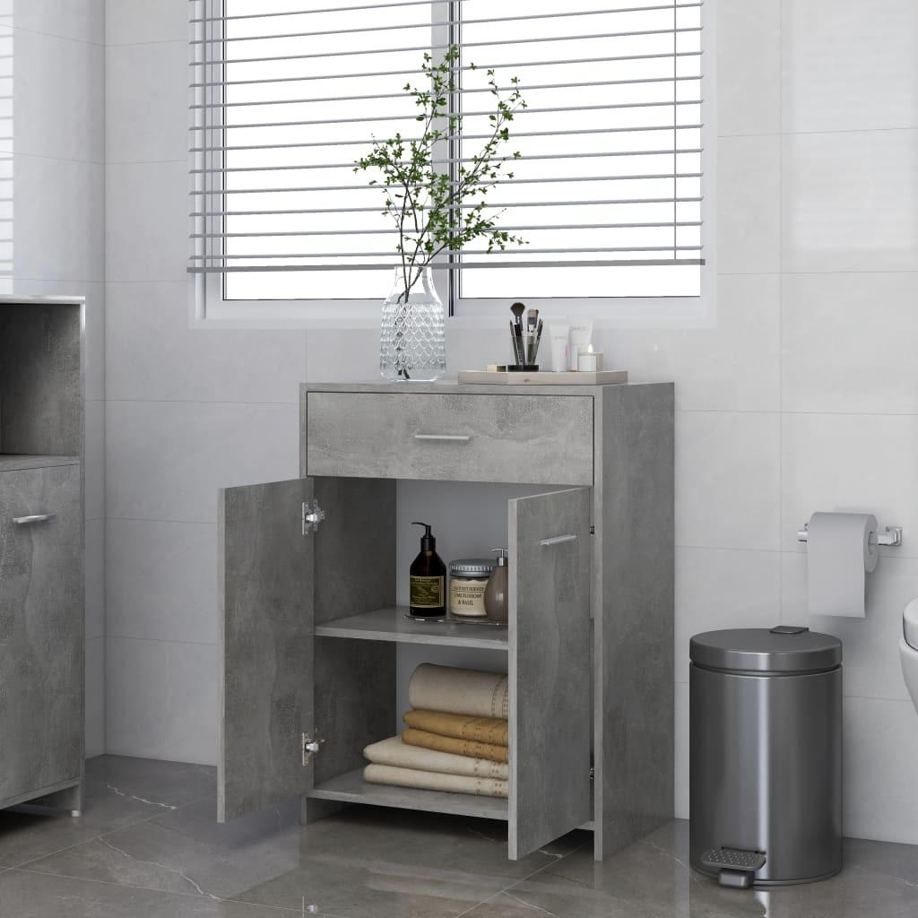 Badeværelsesskab 60x33x80 cm konstrueret træ betongrå