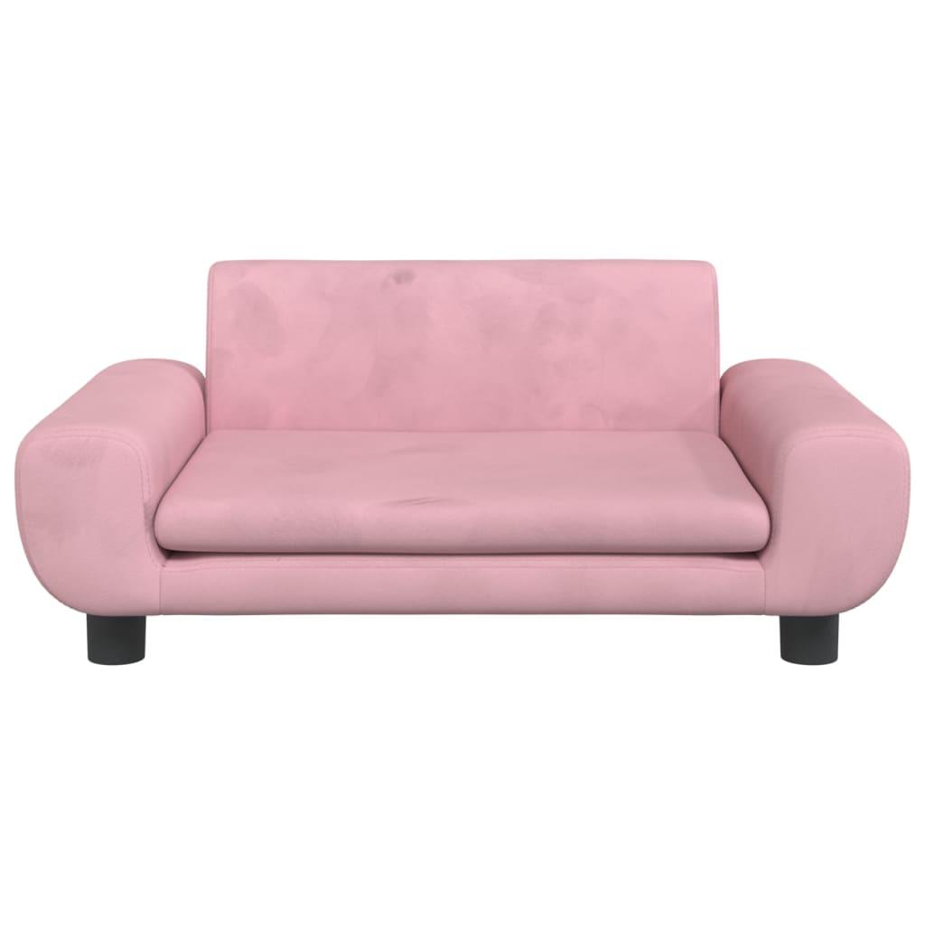 Sofa til børn 70x45x33 cm velour lyserød