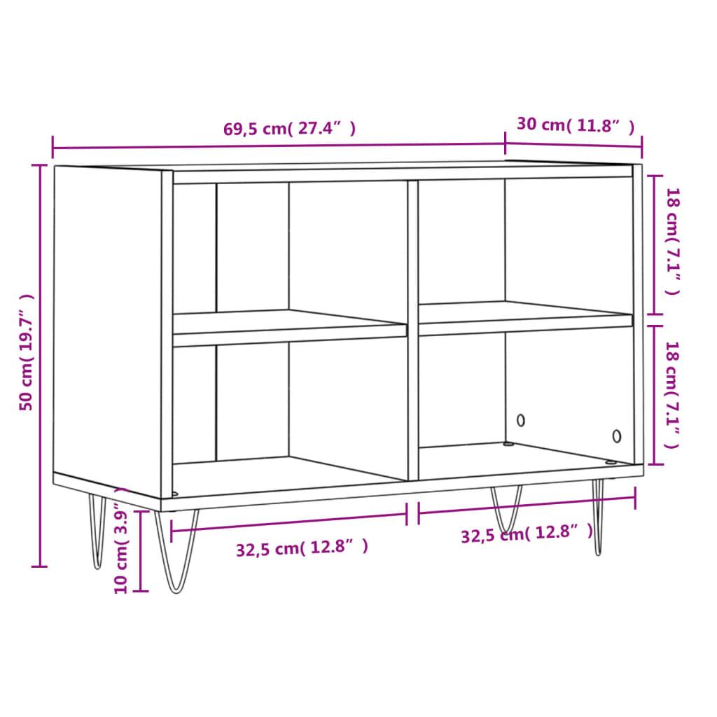Tv-bord 69,5x30x50 cm konstrueret træ sonoma-eg