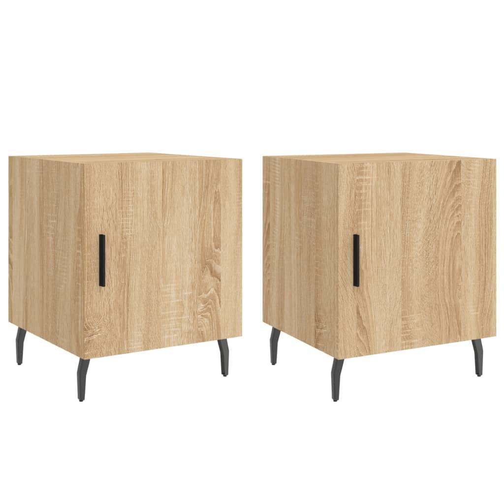 Sengeborde 2 stk. 40x40x50 cm konstrueret træ sonoma-eg