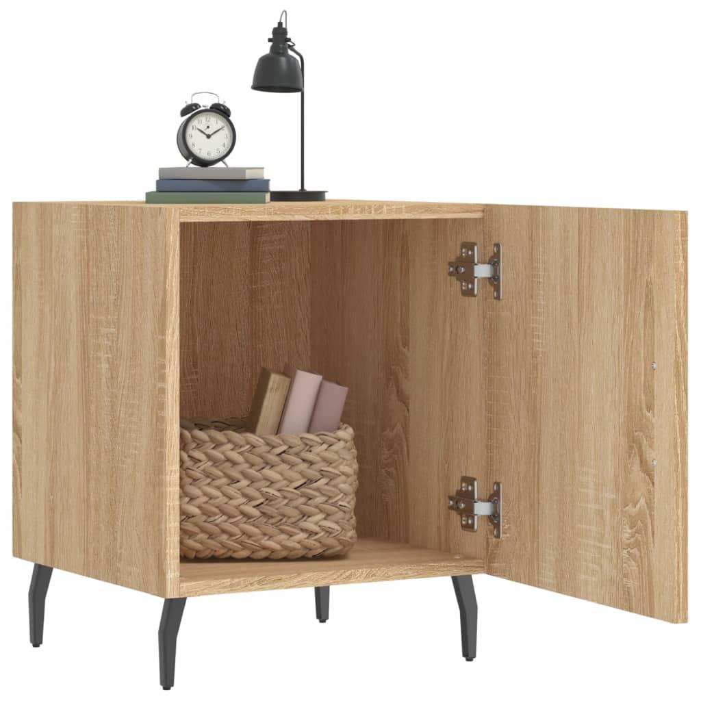 Sengeborde 2 stk. 40x40x50 cm konstrueret træ sonoma-eg