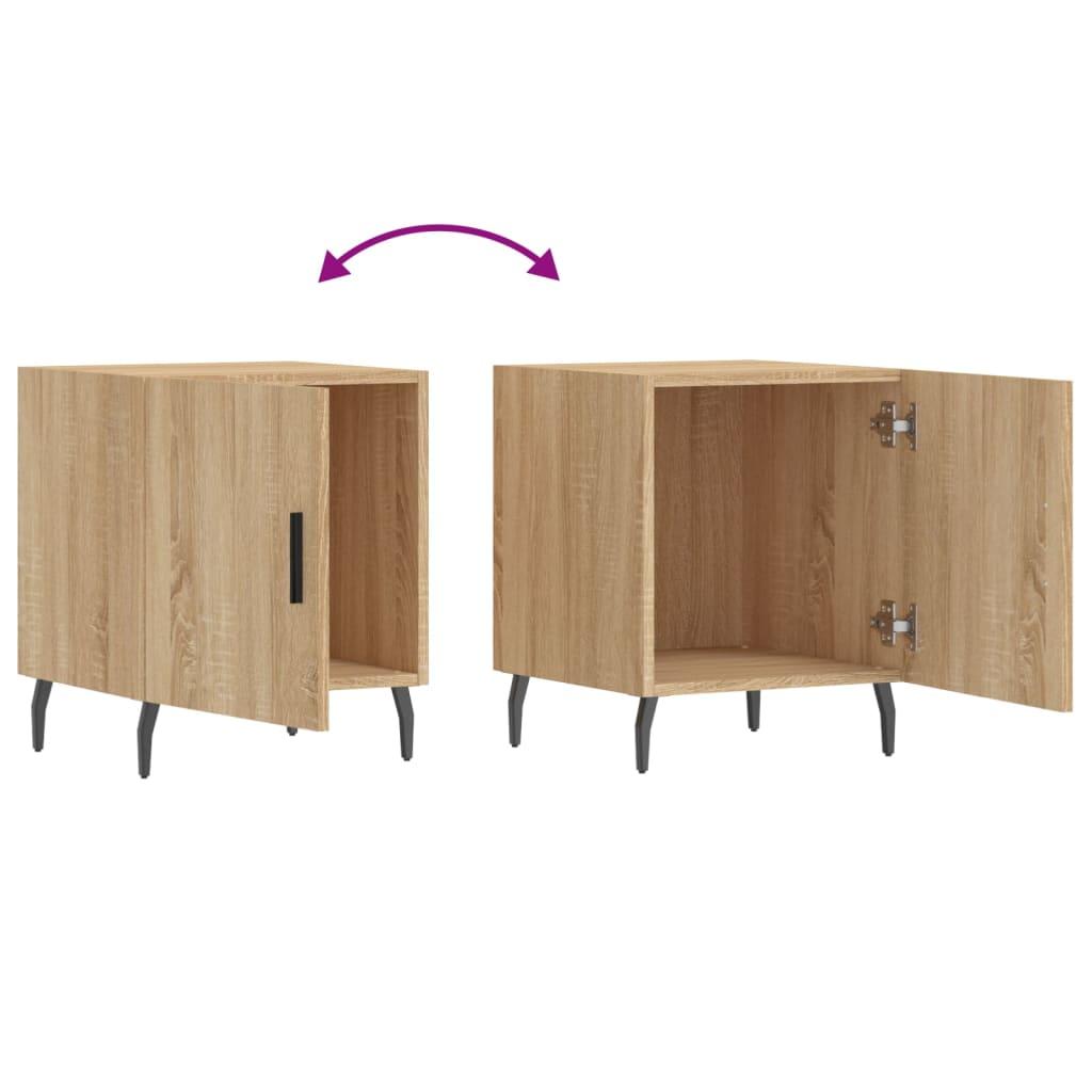 Sengeborde 2 stk. 40x40x50 cm konstrueret træ sonoma-eg