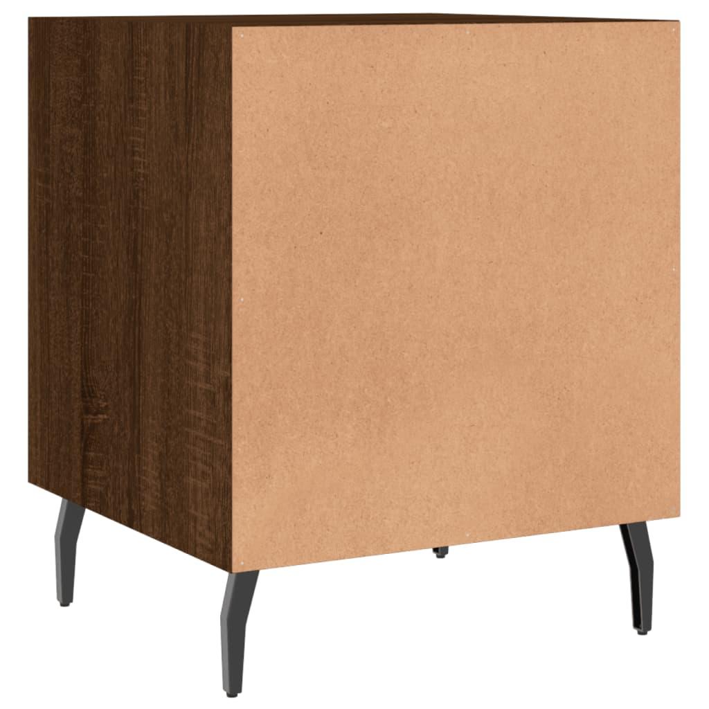 Sengeborde 2 stk. 40x40x50 cm konstrueret træ brunt egetræ