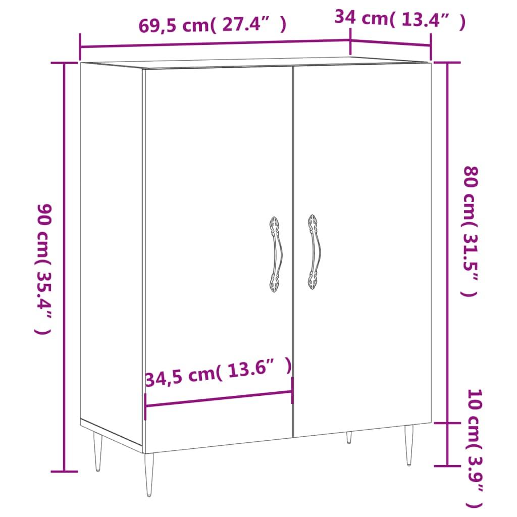 Skænk 69,5x34x90 cm konstrueret træ brun egetræsfarve