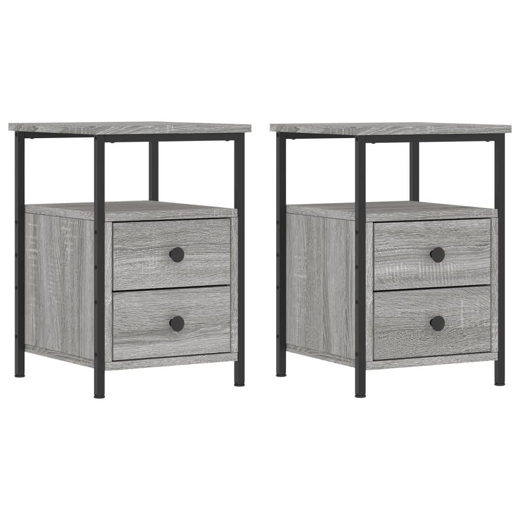 Sengeborde 2 stk. 34x35,5x50 cm konstrueret træ grå sonoma-eg