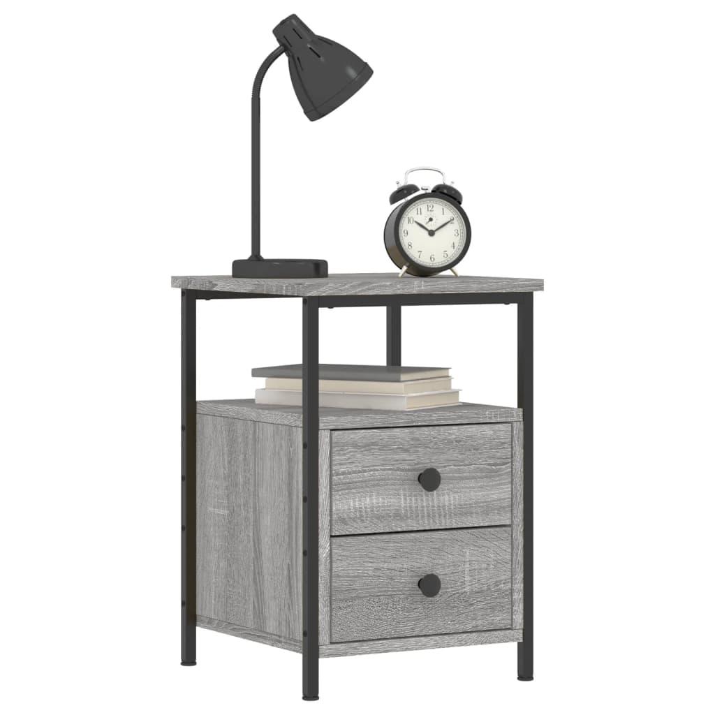Sengeborde 2 stk. 34x35,5x50 cm konstrueret træ grå sonoma-eg