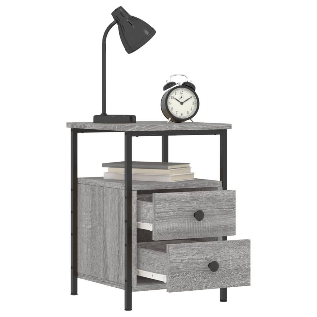 Sengeborde 2 stk. 34x35,5x50 cm konstrueret træ grå sonoma-eg