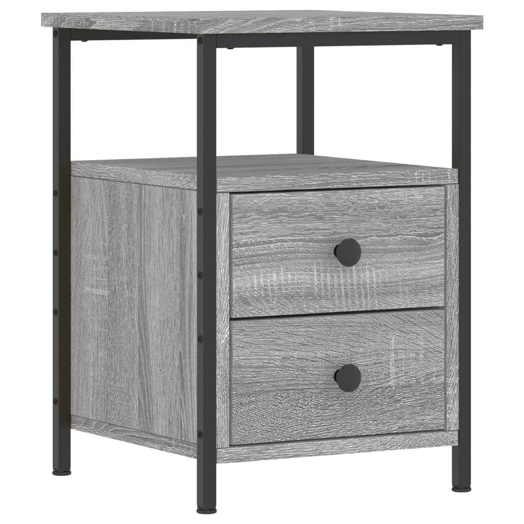 Sengeborde 2 stk. 34x35,5x50 cm konstrueret træ grå sonoma-eg