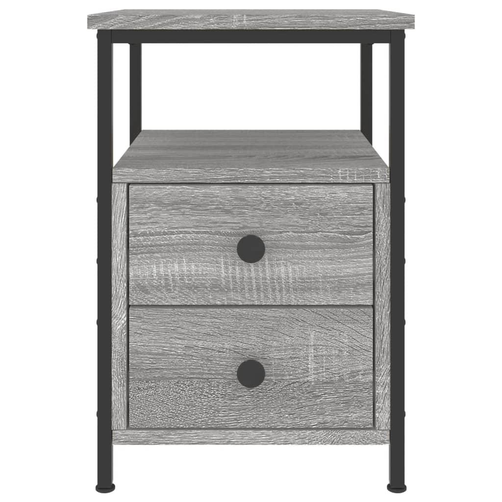 Sengeborde 2 stk. 34x35,5x50 cm konstrueret træ grå sonoma-eg