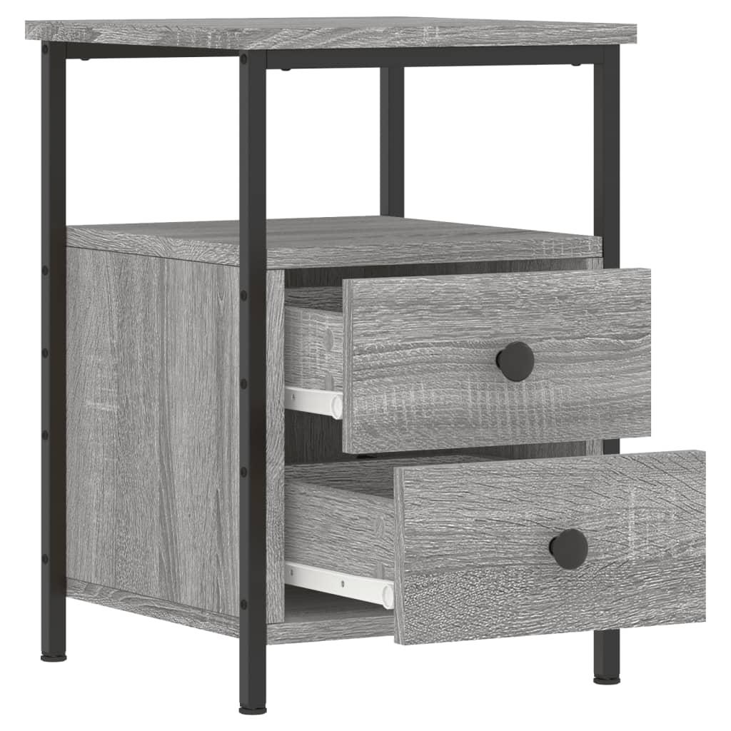 Sengeborde 2 stk. 34x35,5x50 cm konstrueret træ grå sonoma-eg