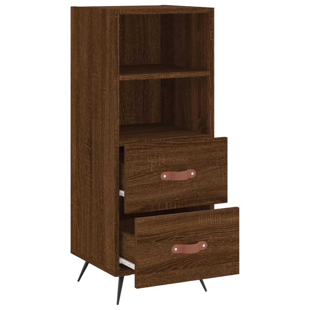 Skænk 34,5x34x90 cm konstrueret træ brun egetræsfarve