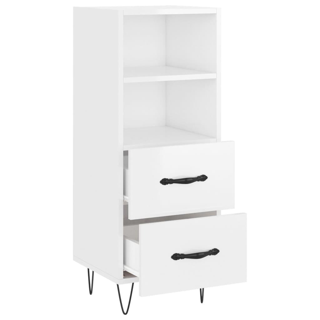 Skænk 34,5x34x90 cm konstrueret træ hvid højglans