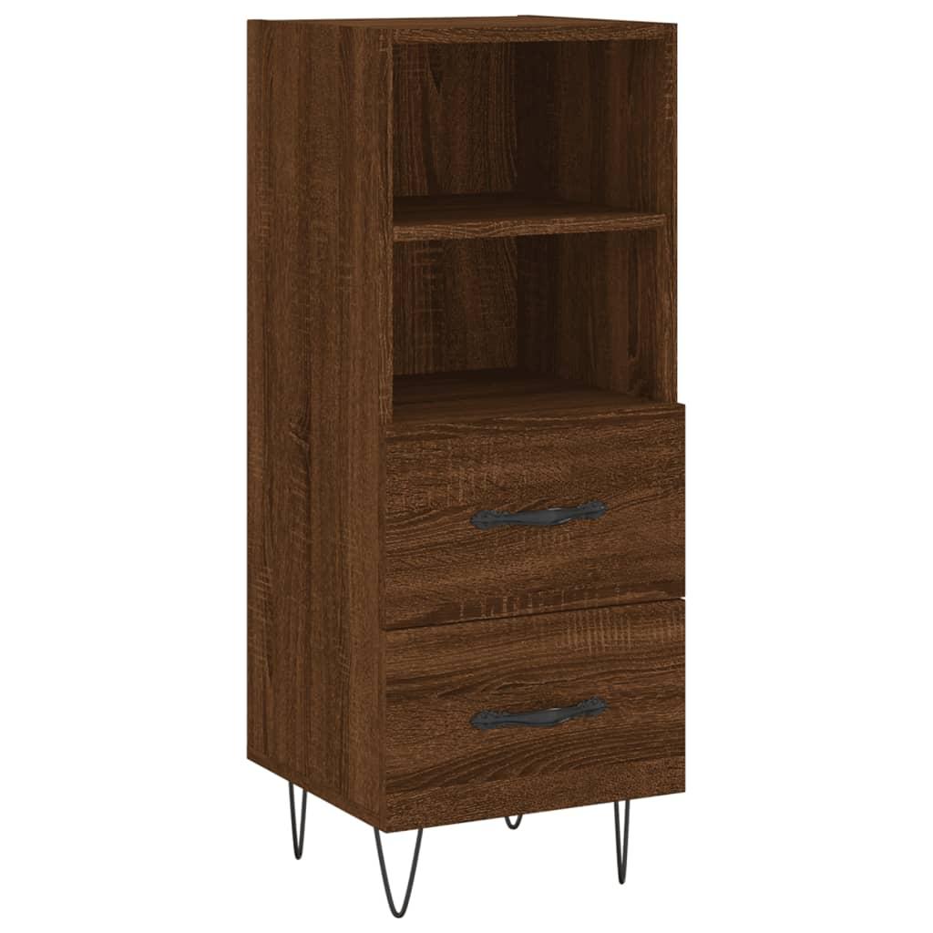 Skænk 34,5x34x90 cm konstrueret træ brun egetræsfarve