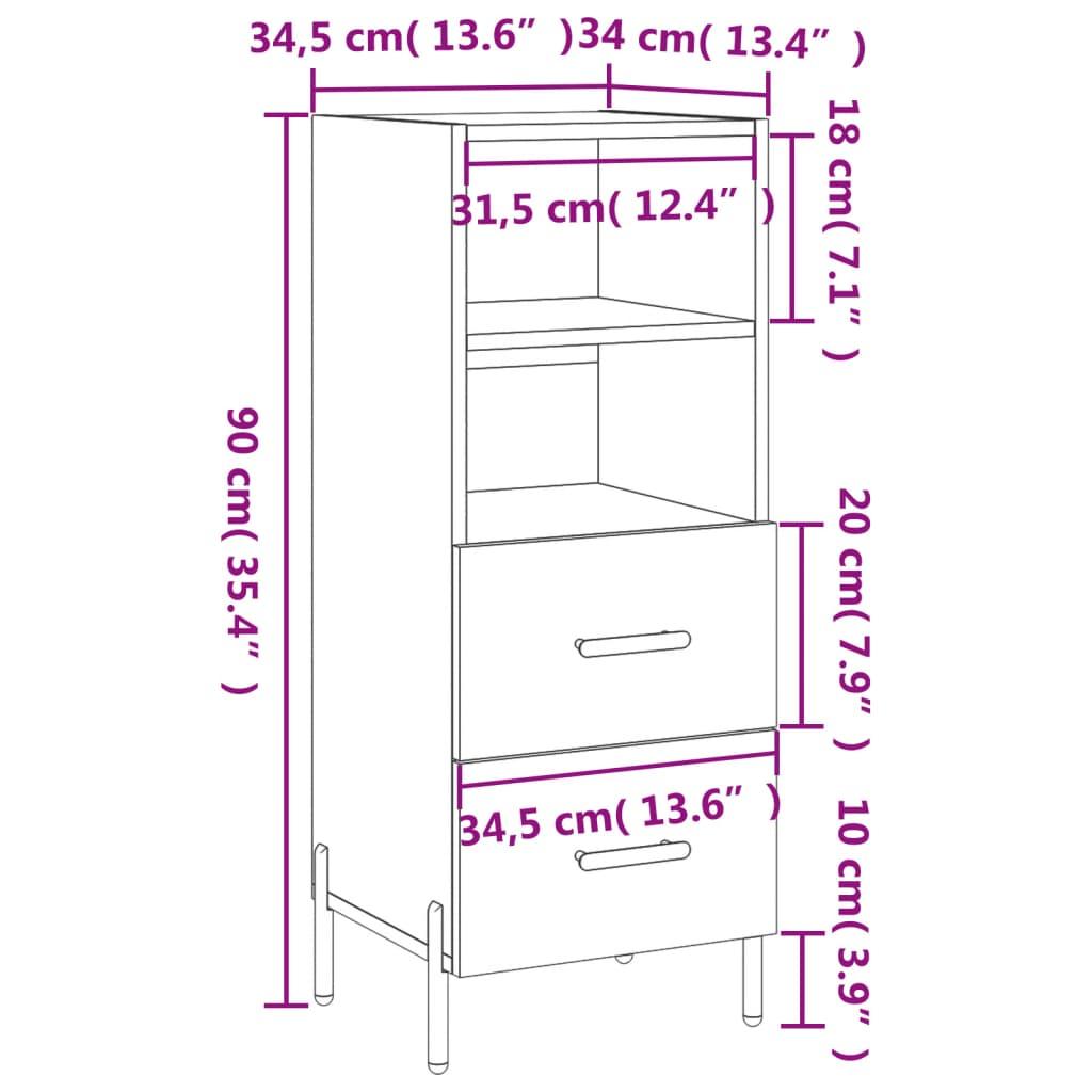 Skænk 34,5x34x90 cm konstrueret træ hvid højglans