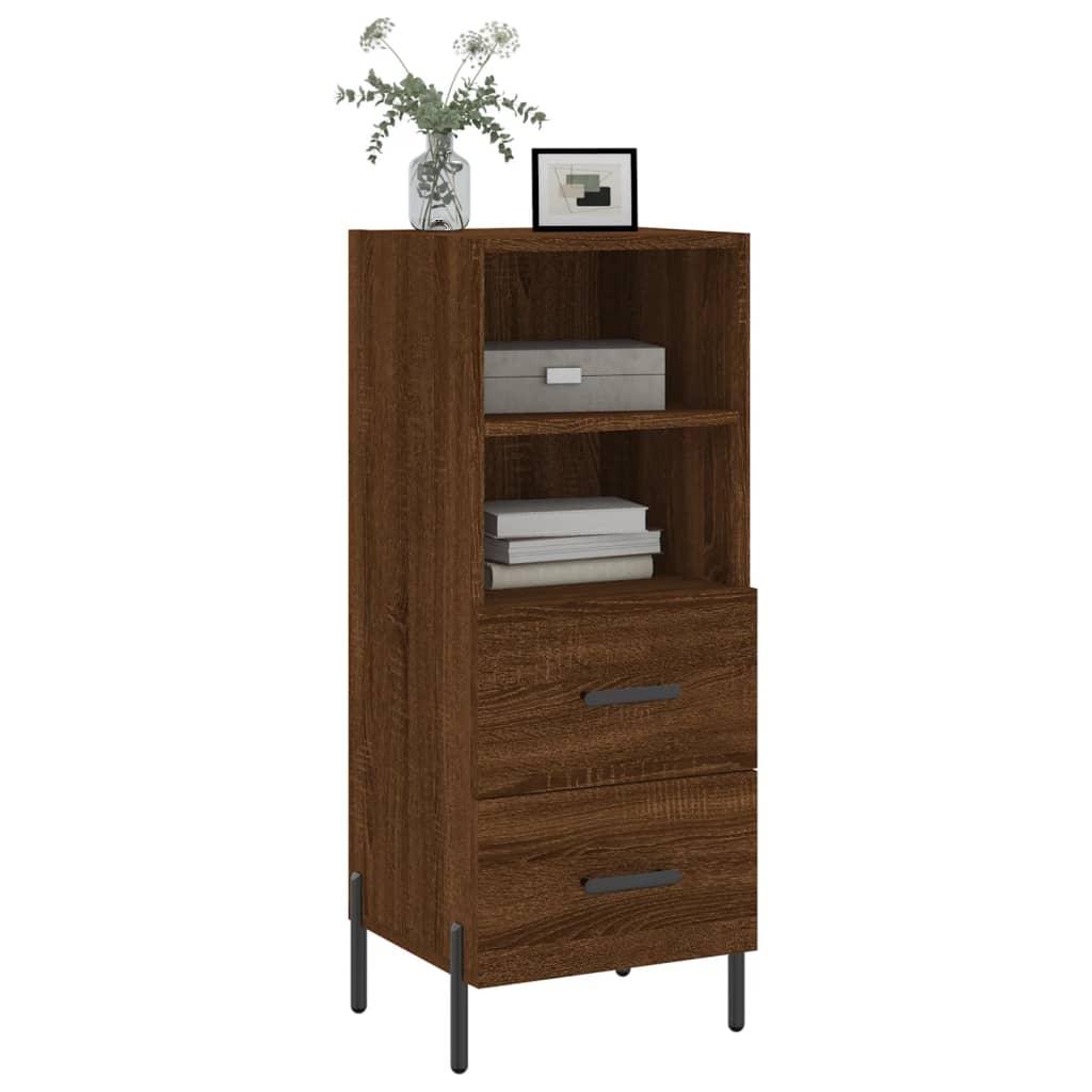 Skænk 34,5x34x90 cm konstrueret træ brun egetræsfarve