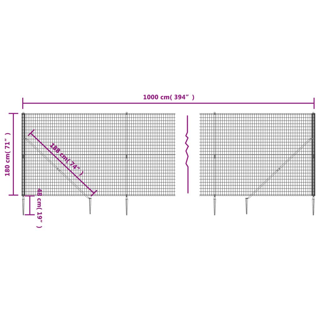 Trådhegn med jordspyd 1,8x10 m antracitgrå