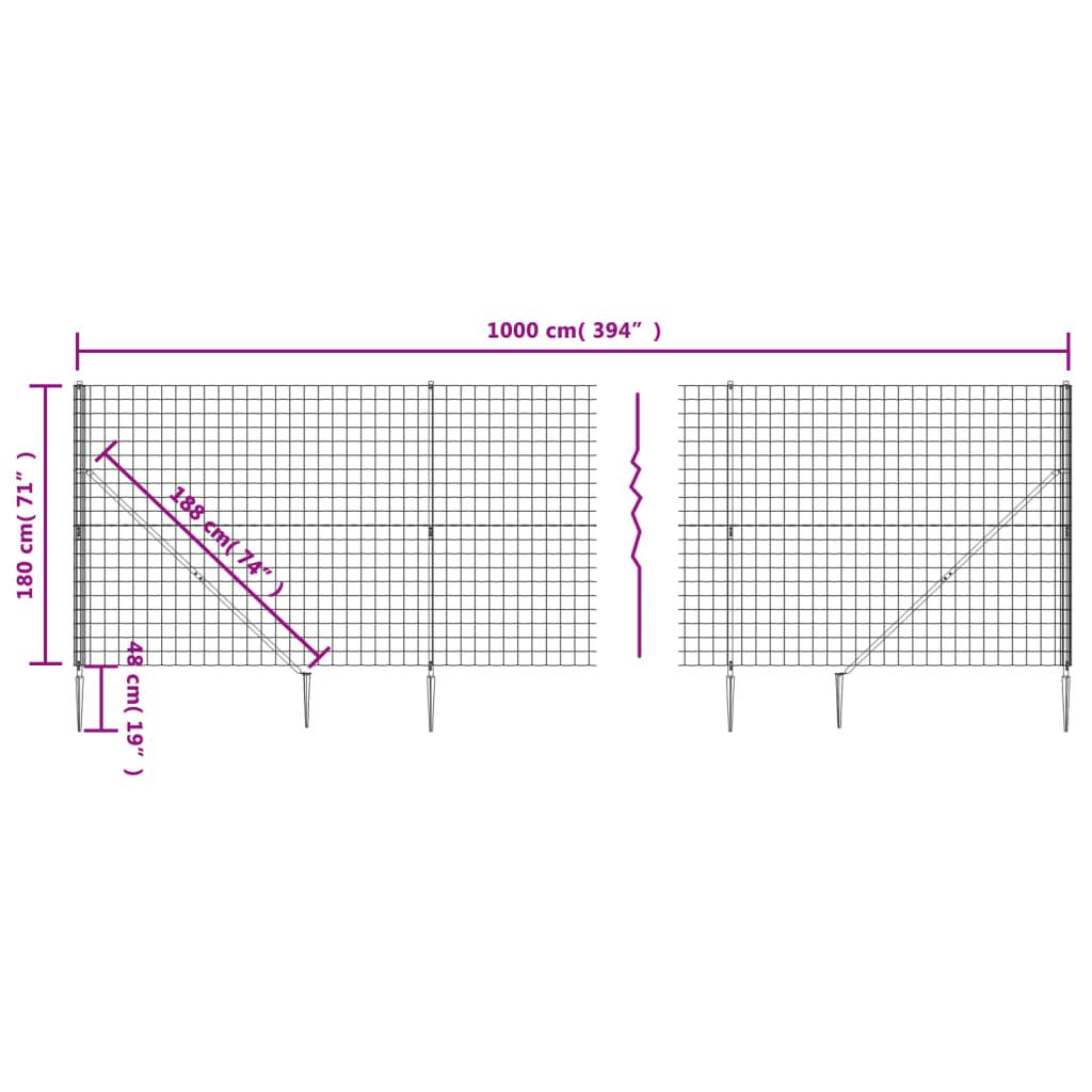 Trådhegn med jordspyd 1,8x10 m antracitgrå