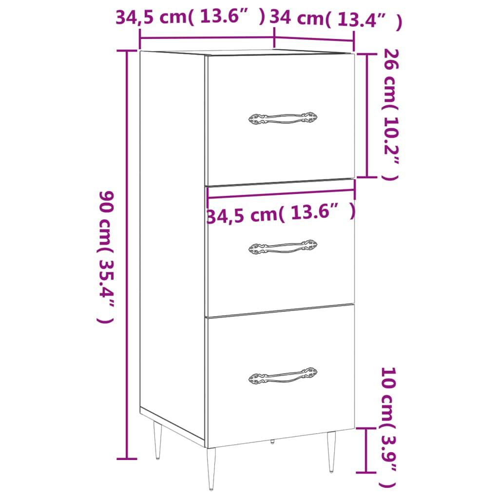 Skænk 34,5x34x90 cm konstrueret træ røget egetræsfarve
