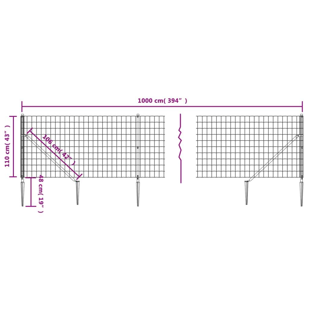 Trådhegn med jordspyd 1,1x10 m grøn