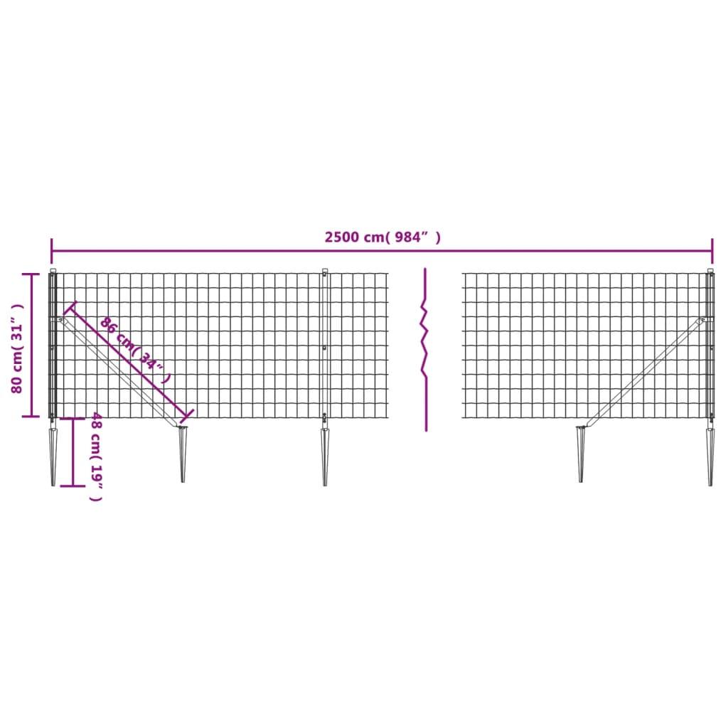 Trådhegn med jordspyd 0,8x25 m grøn