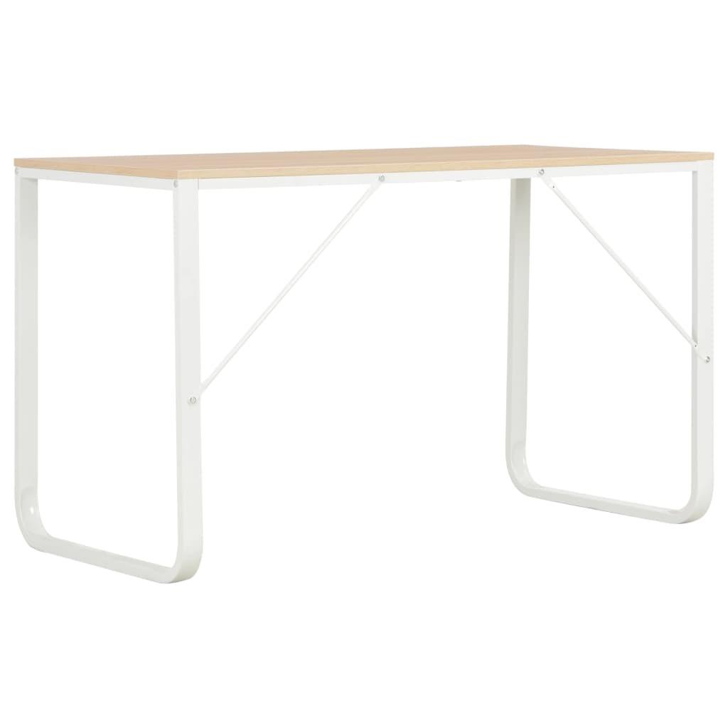 Computerbord 120 x 60 x 73 cm hvid og egetræsfarve