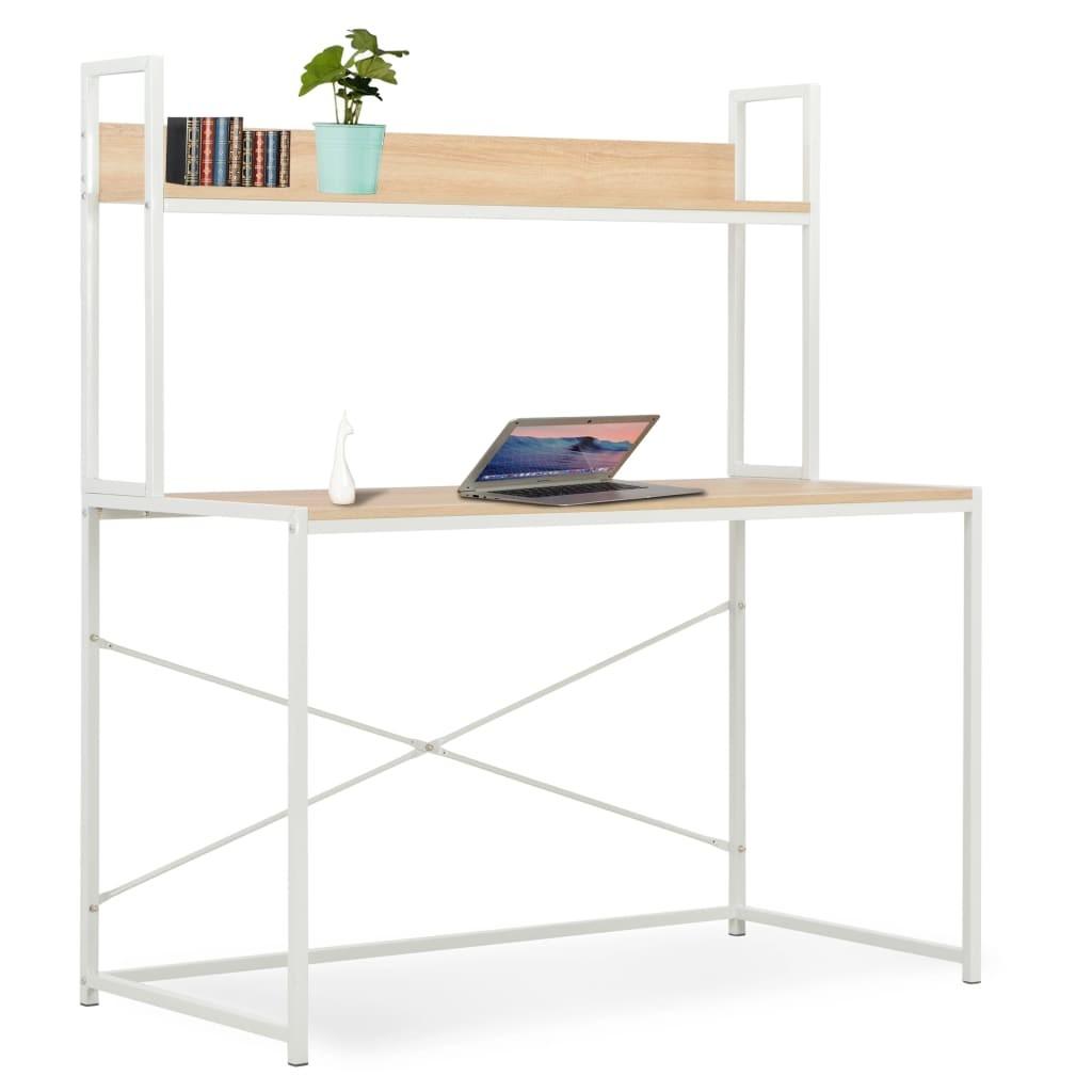 Computerbord 120 x 60 x 138 cm hvid og egetræsfarve