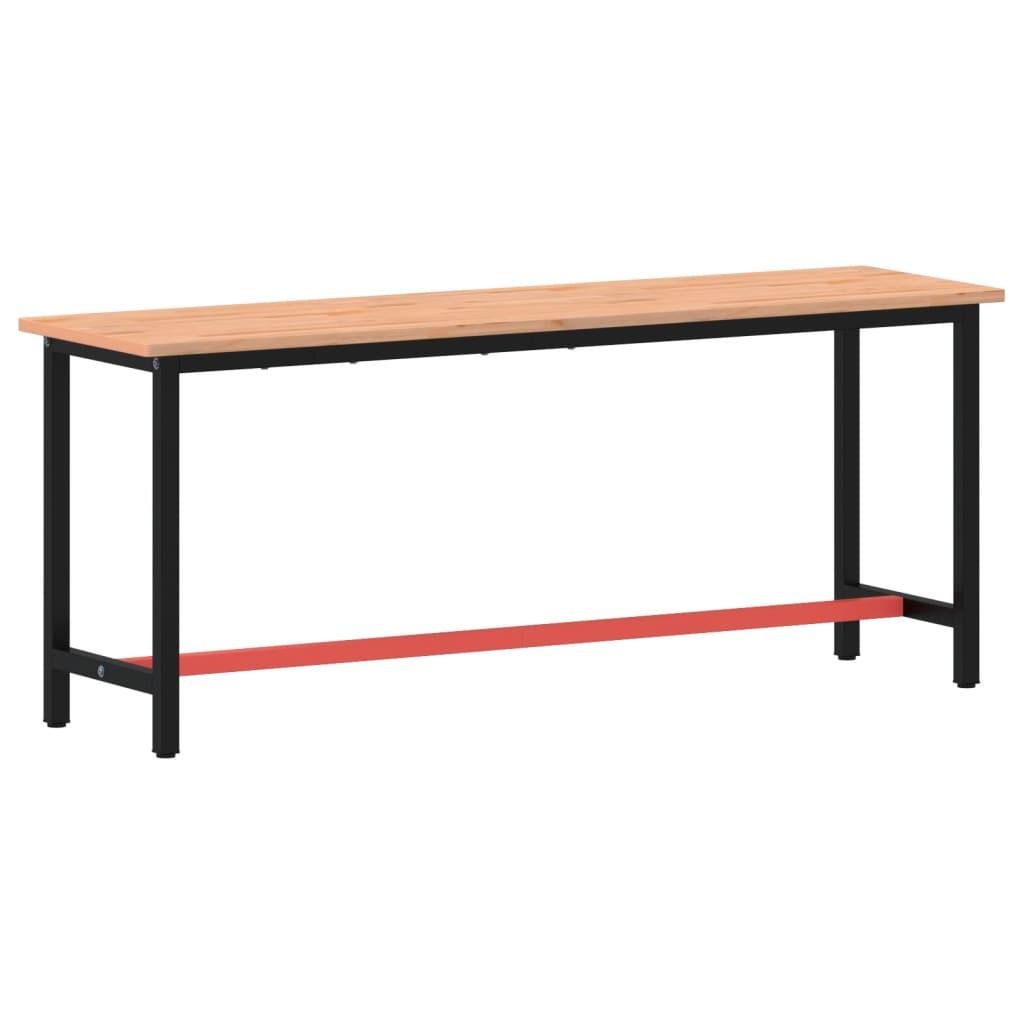 Arbejdsbænk 200x55x81,5 cm massivt bøgetræ og metal