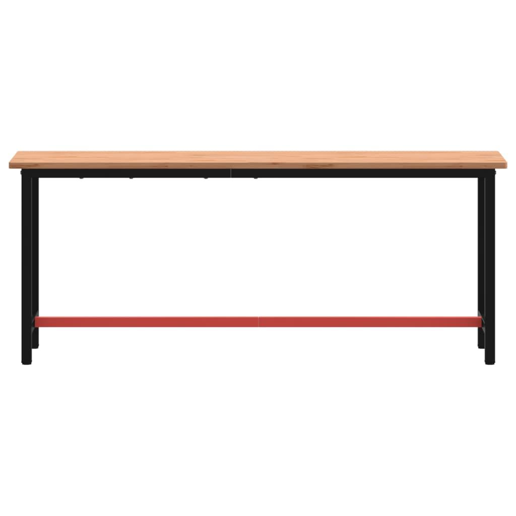 Arbejdsbænk 200x55x81,5 cm massivt bøgetræ og metal