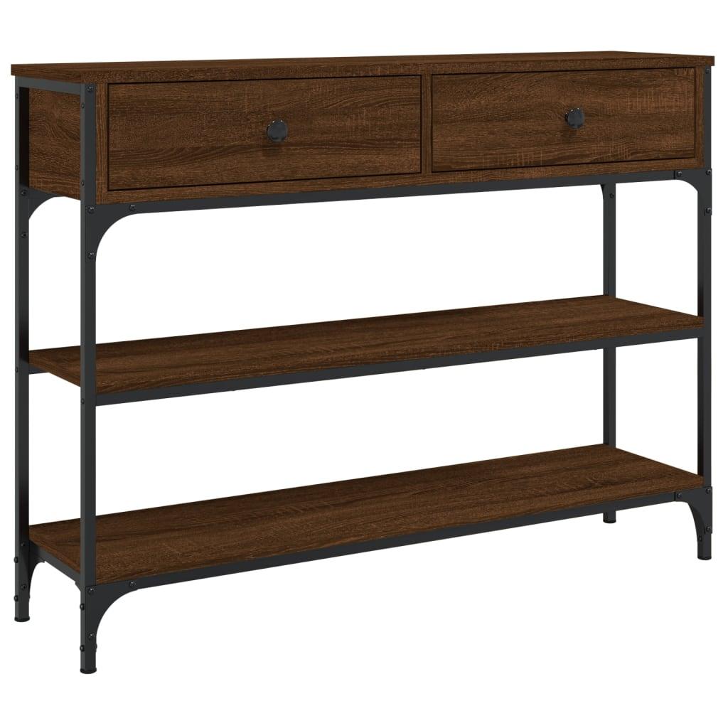 Konsolbord 100x25x75 cm konstrueret træ brun egetræsfarve