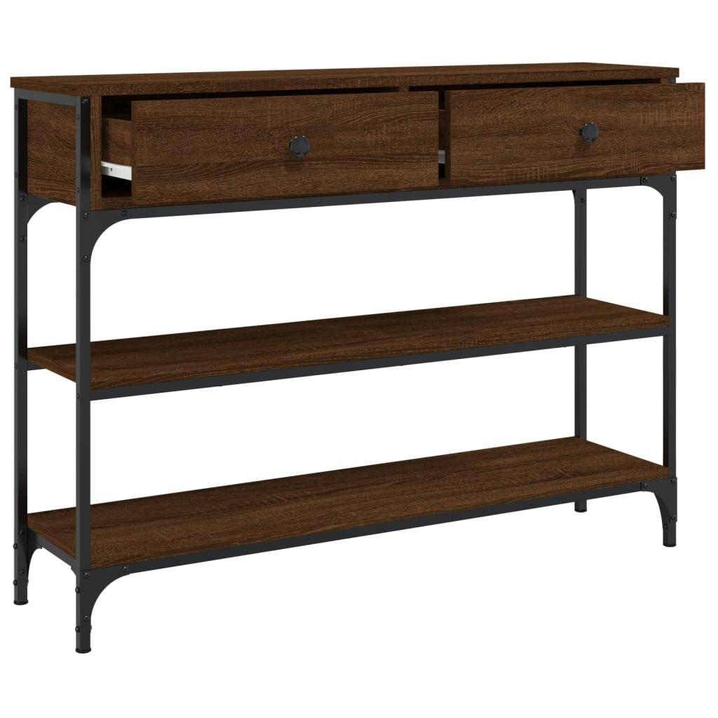 Konsolbord 100x25x75 cm konstrueret træ brun egetræsfarve