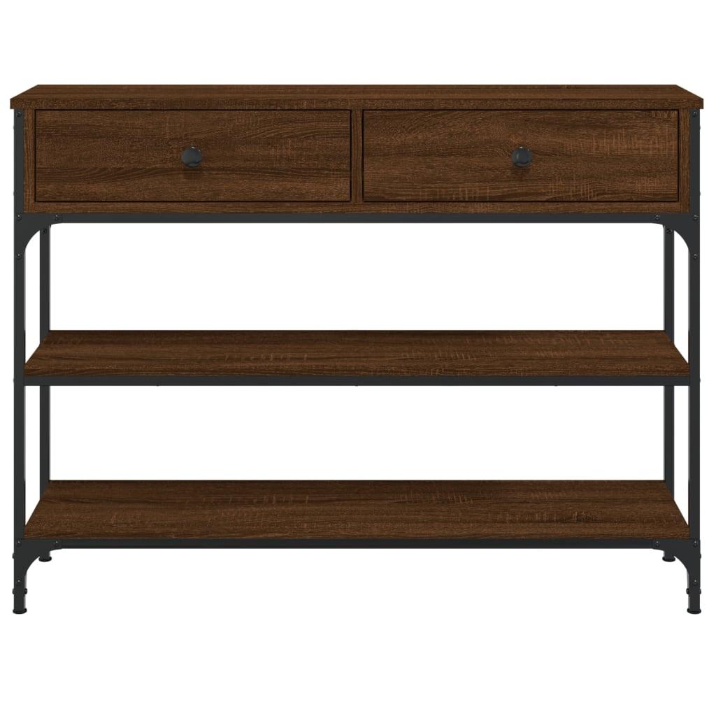 Konsolbord 100x25x75 cm konstrueret træ brun egetræsfarve