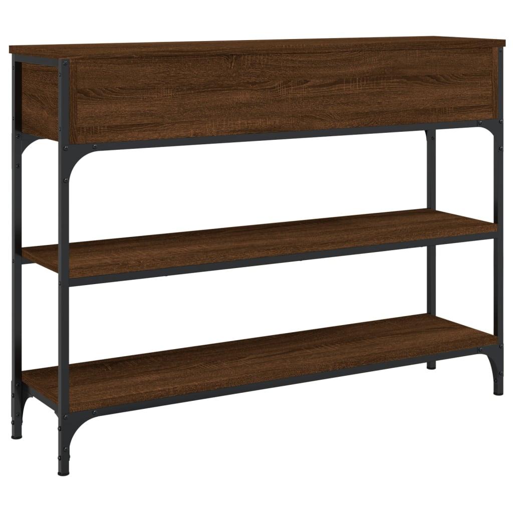 Konsolbord 100x25x75 cm konstrueret træ brun egetræsfarve