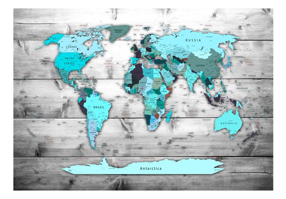 Fototapet - World Map: Blue Continents