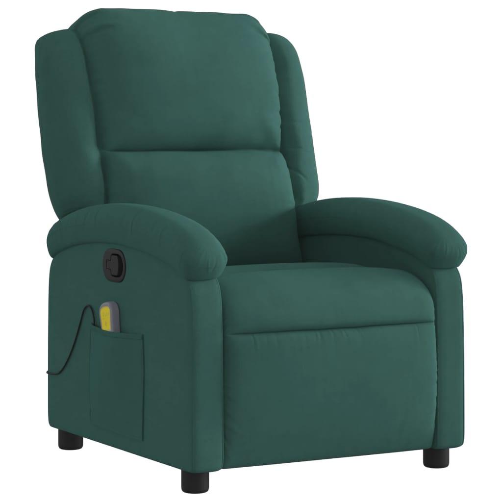 Massagestol velour mørkegrøn