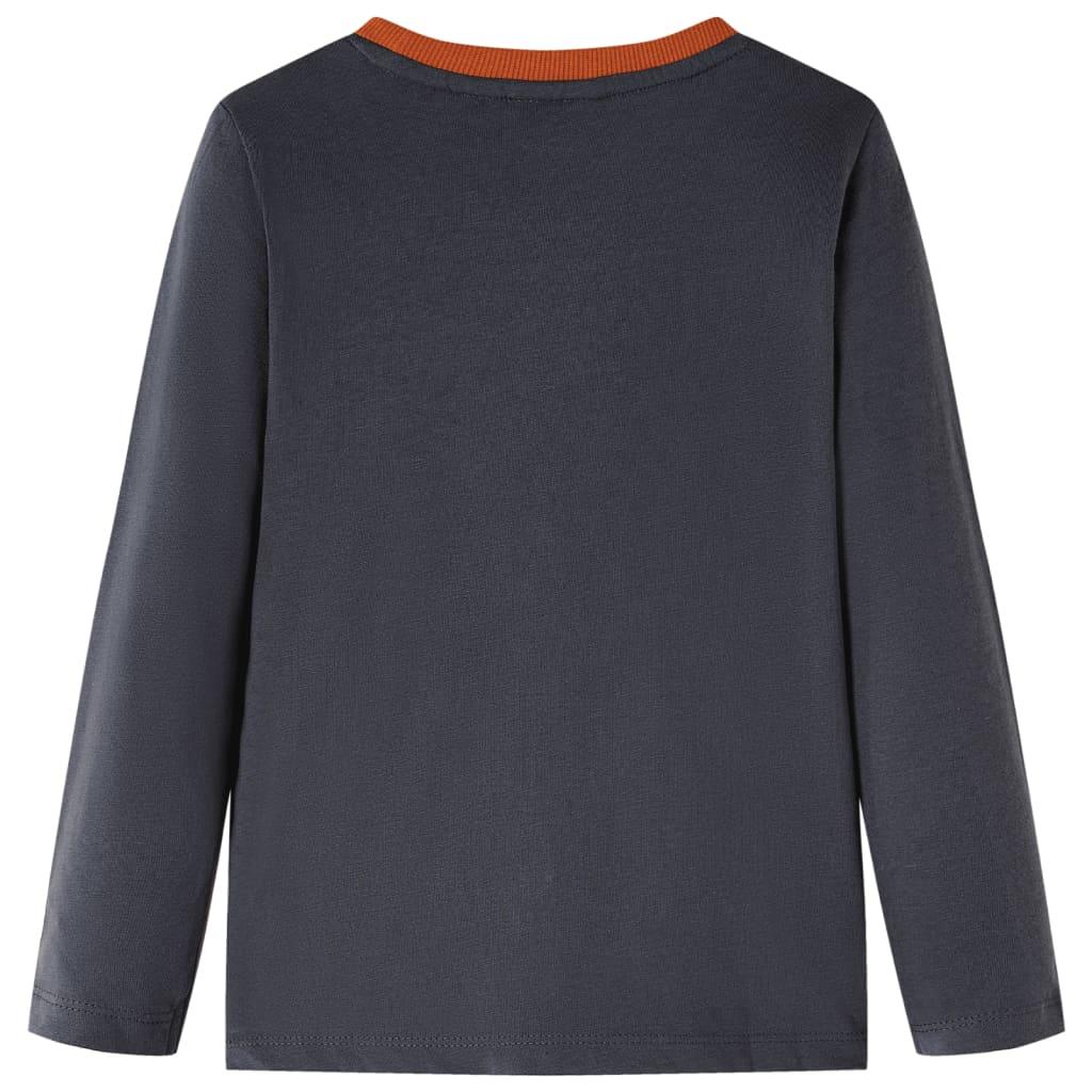 Langærmet T-shirt til børn str. 116 antracitgrå