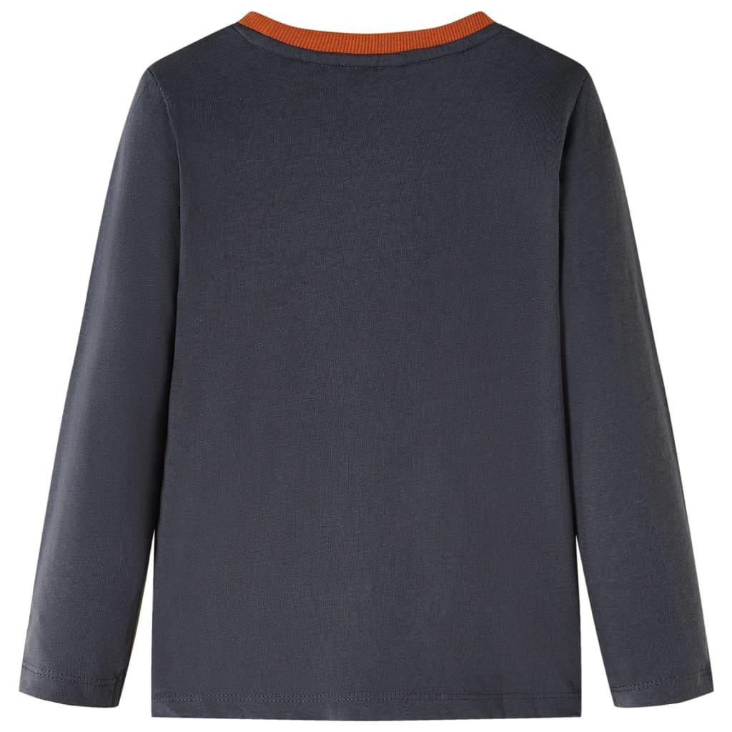 Langærmet T-shirt til børn str. 128 antracitgrå